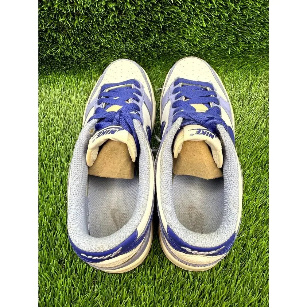 Nike Dunk Low DZ4456-100 Athletic Shoes Boys 6 Purple Leather Walking Cushioned